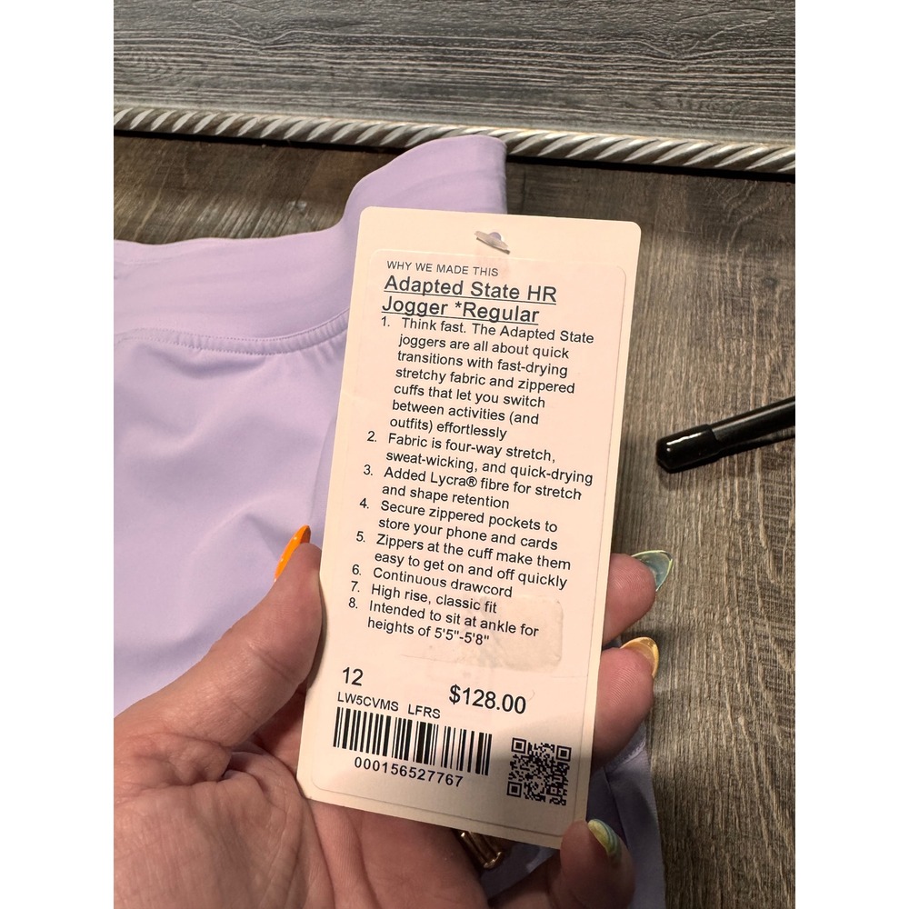 Lululemon Adapted State HR Jogger Regular Lilac Ether Purple LW5CVMS Size 12 NWT - Picture 2 of 4